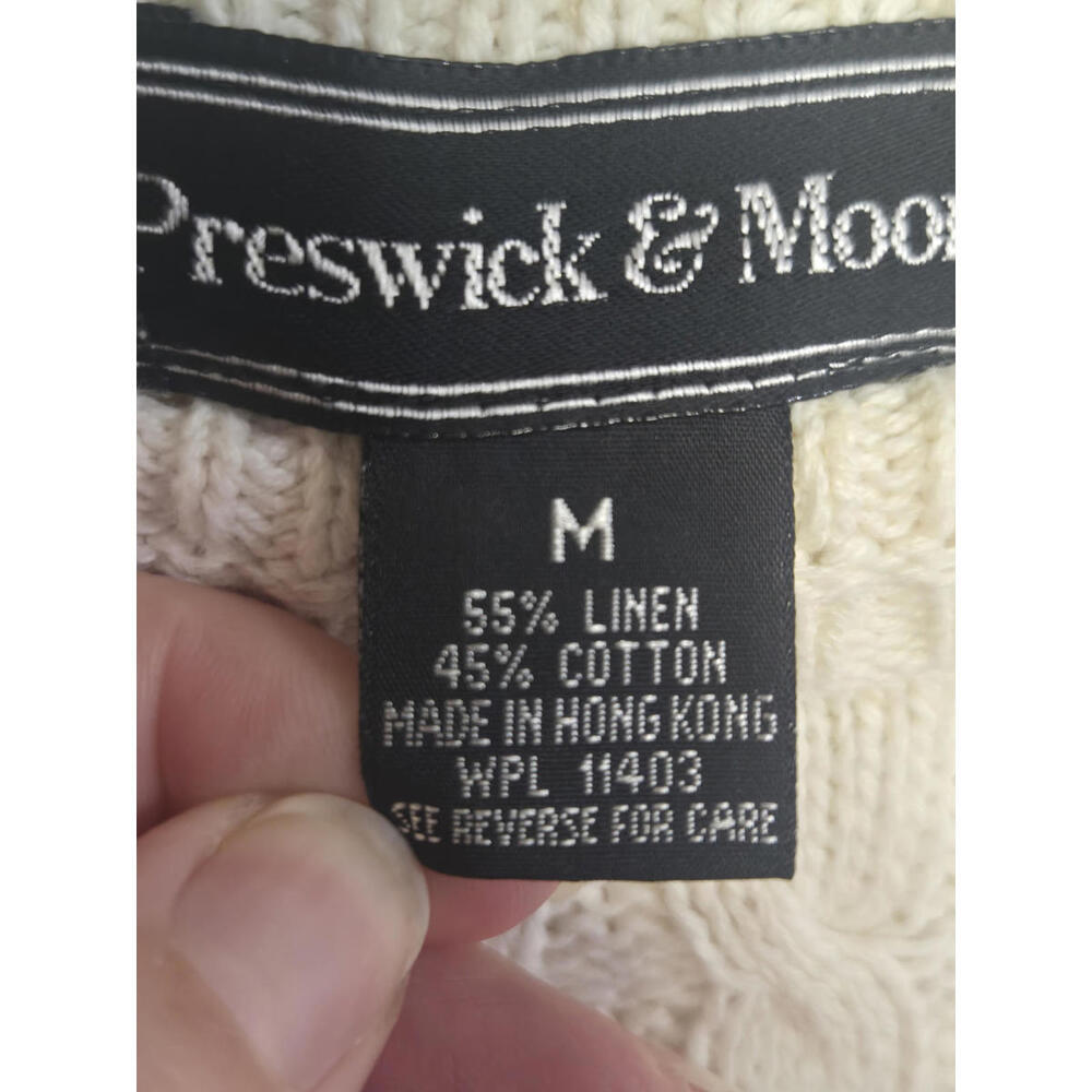 Preswick & Moore Women's Medium Cream Cable Knit Sweater - Picture 3 of 5